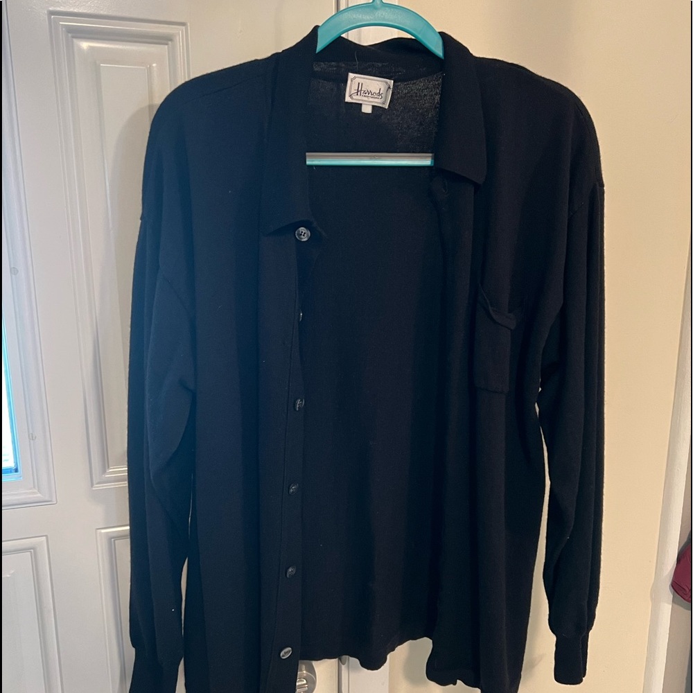 Harrods Mens Black Knit Shirt Gem